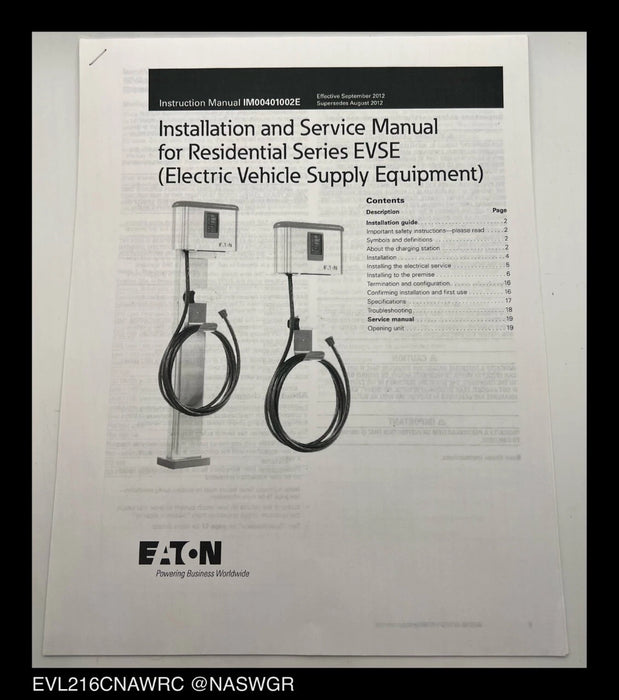 EVL216CNAWRC - Eaton EVL216CNAWRC Electrical Vehicle Supply Equipment - Surplus