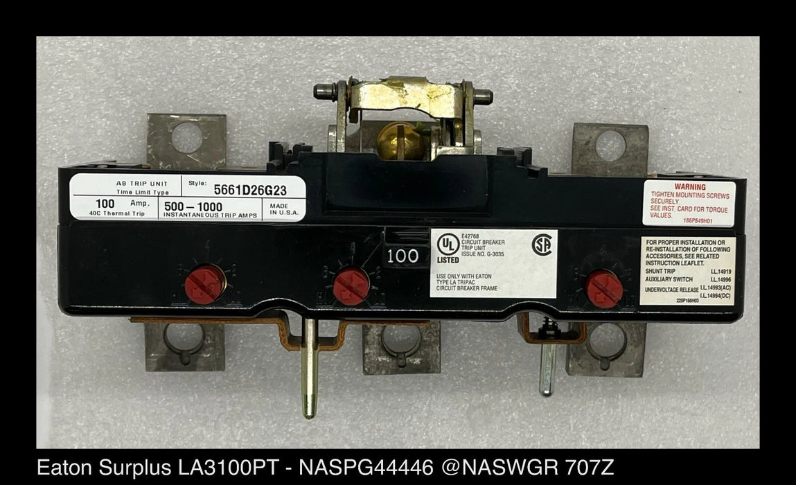 Eaton LA3100PT Thermal Magnetic Trip Unit Unused Surplus - P/N: 5661D26G23