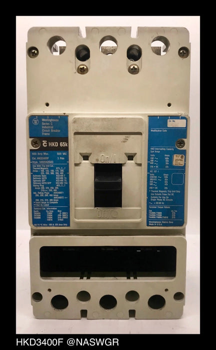 Westinghouse HKD3400F Molded Case Circuit Breaker - 400 Amp Frame Only