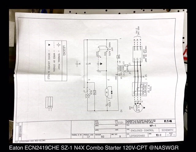 Eaton ECN2419CHE NON-REVERSING FVNR STARTER 30A/468V/120/60 110V/50 COIL VOLTS