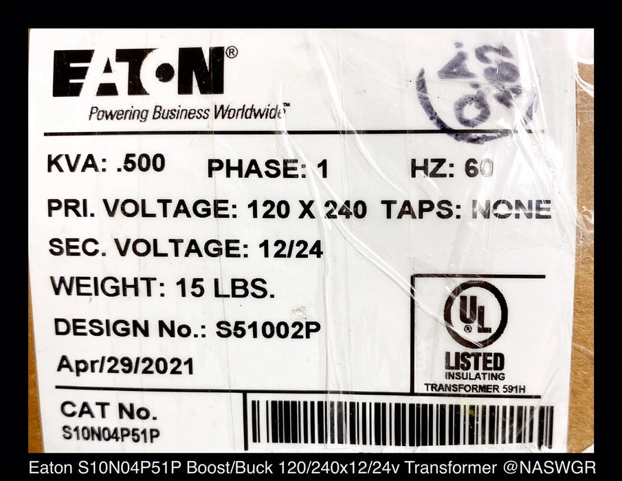 Eaton S10N04P51P Boost/Buck Encapsulated Transformer .5KVA - Surplus