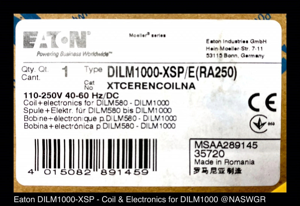 Eaton Cutler Hammer XTCERENCOILNA Magnetic Coils, XT Series - Surplus