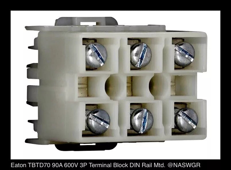 Eaton TBDT70 3P Terminal Block 90A 600V - Surplus - Sold in Groups of 3 Pcs.