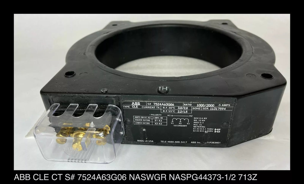 ABB 7524A63G06 Current Transformer 1000/2000:5 Amps Ratio - ABB CLE CT