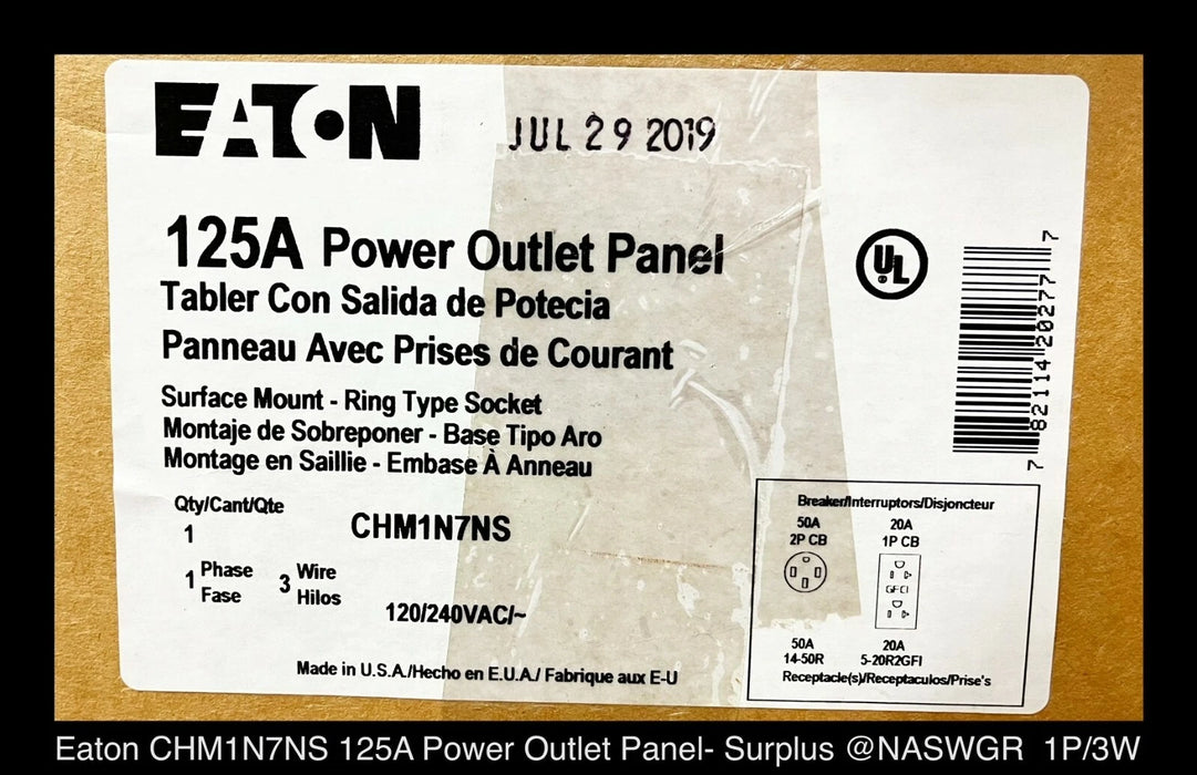 Eaton 125A Power Outlet Meter Panel Surface Mount Ring Type Socket CHM1N7NS