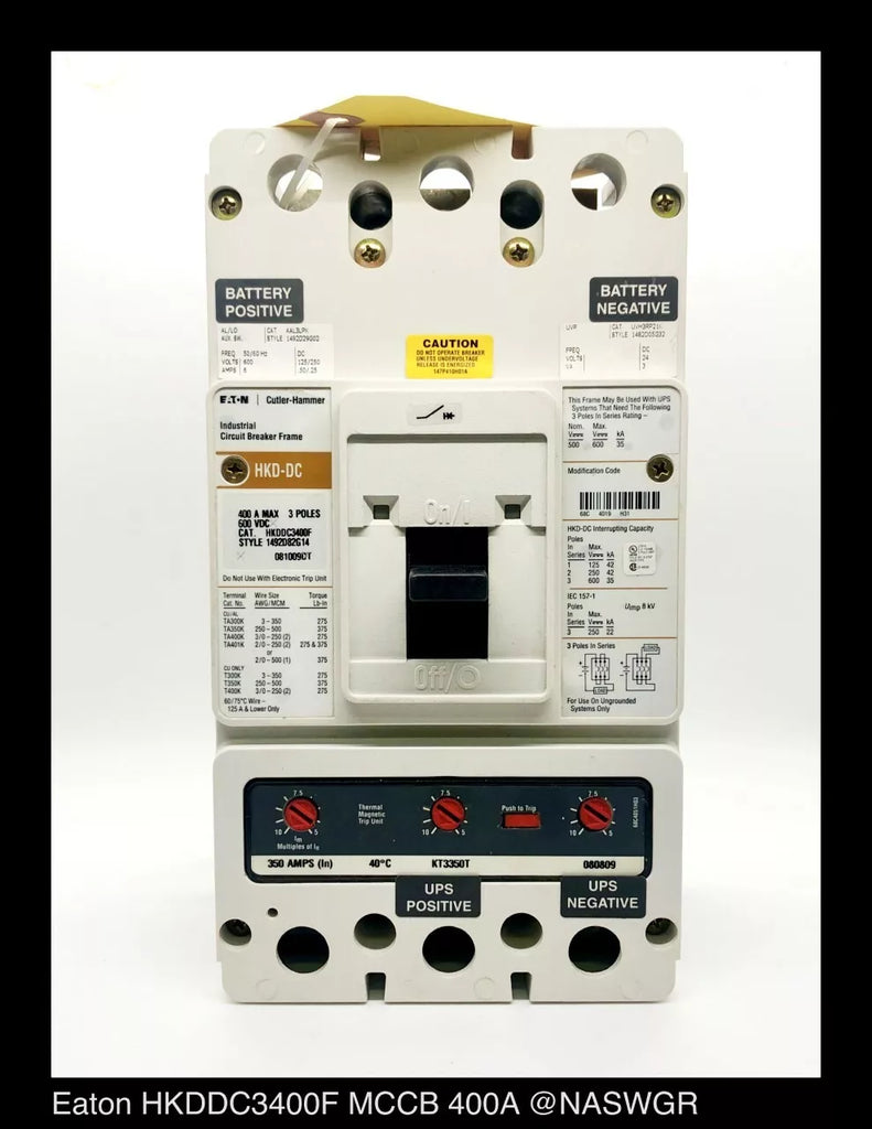 Eaton HKDDC3400F Molded Case DC Circuit Breaker - 350 Amp