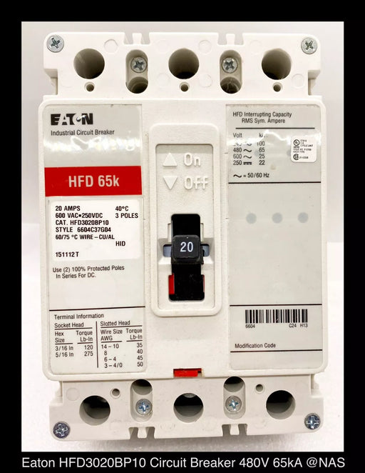 Eaton HFD3020BP10 Molded Case Circuit Breaker - 20 Amp
