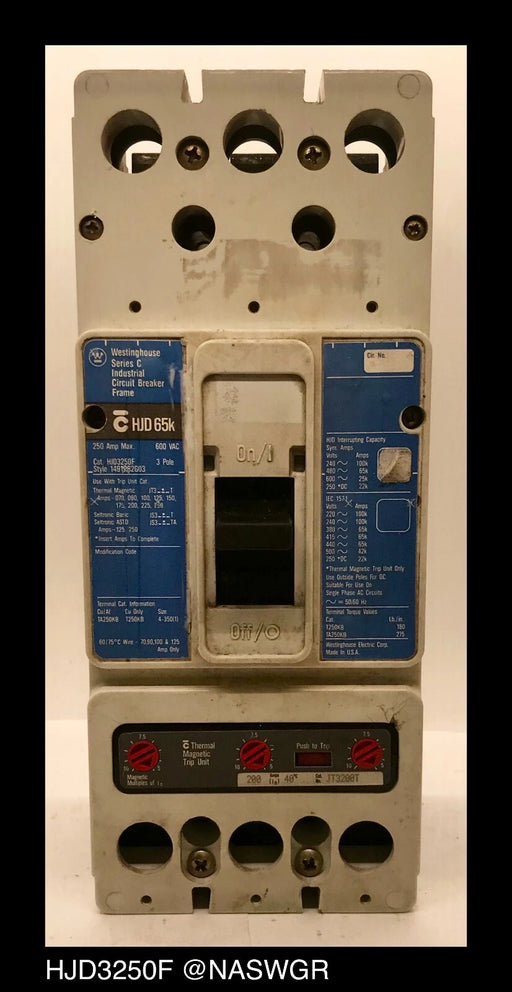 Westinghouse HJD3250F Molded Case Circuit Breaker - 200 Amp