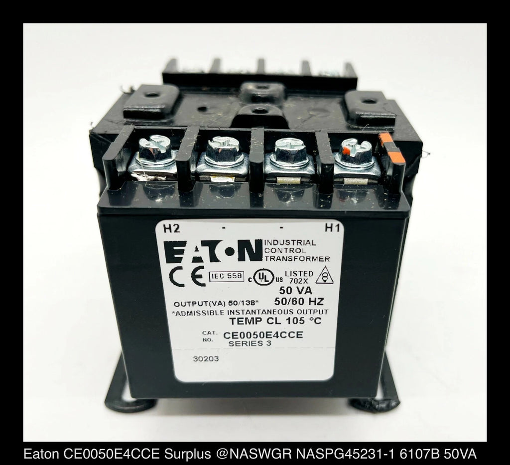 Eaton CE0050E4CCE 50VA Industrial Control Transformer - Surplus