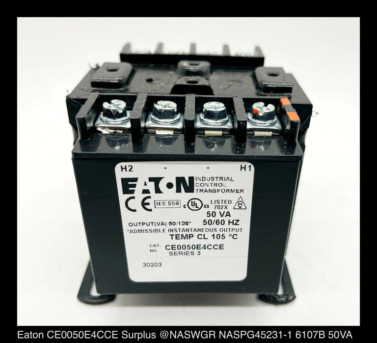 Eaton CE0050E4CCE 50VA Industrial Control Transformer - Surplus