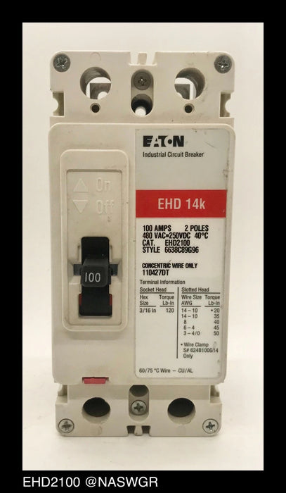 Eaton EHD2100 Molded Case Circuit Breaker - 100 Amp