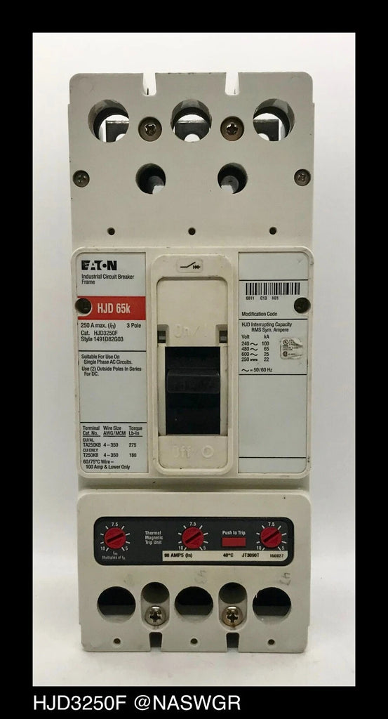 Eaton HJD3250F Molded Case Circuit Breaker - 90 Amp