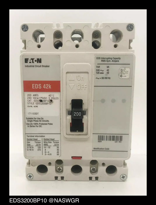 Eaton EDS3200BP10 Molded Case Circuit Breaker - 200 Amp
