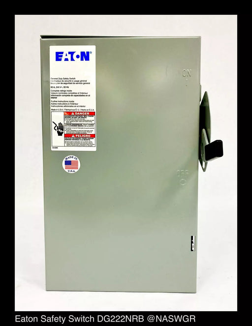 Eaton DG222NRB General Duty Safety Switch - 60A/240V/2P3W/N3R - Unused/Warranty