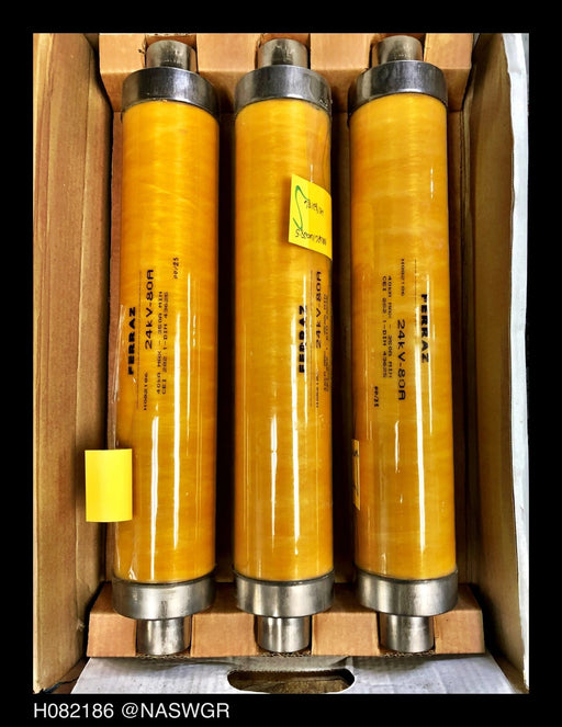 H082186 , Ferraz H082186 Fuse , 24 kV - 80A , 40 kA Max. , Unused Surplus , H082186