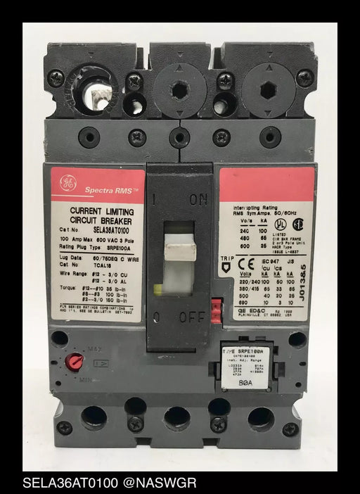 GE Spectra RMS SELA36AT0100 Circuit Breaker - 80 Amp