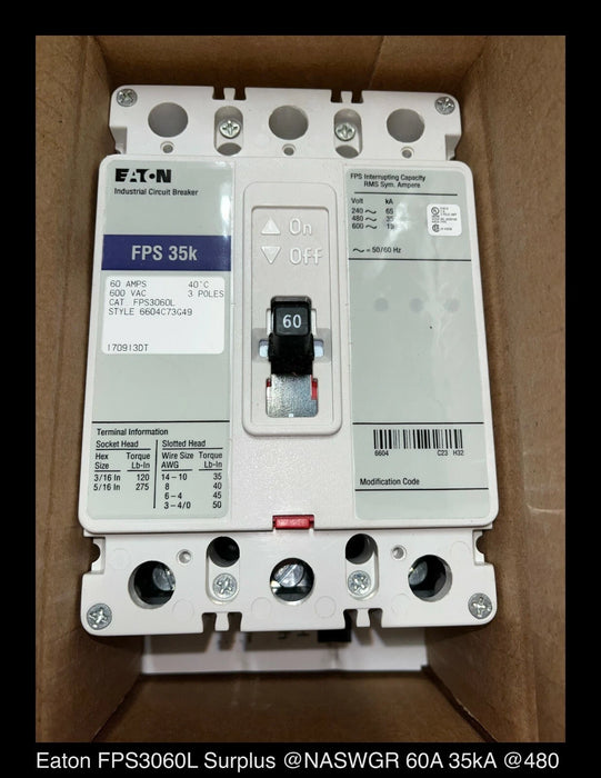 Eaton FPS3060L Molded Case Circuit Breaker - 60 Amp - Unused