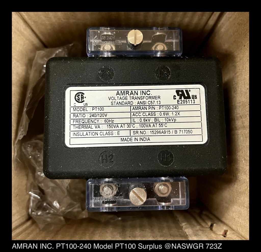 AMRAN INC. PT100-240 VT - Instrument Transformer Model PT100 Surplus