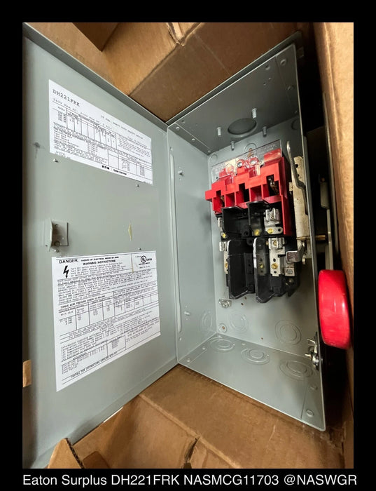 Eaton DH221FRK Heavy Duty Safety Switch - 30A/240V/2P/N3R - Unused