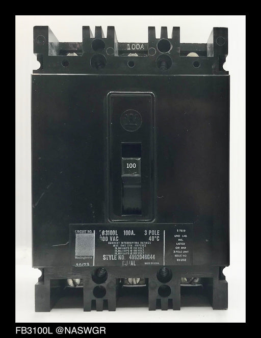 Westinghouse FB3100L Molded Case Circuit Breaker - 100 Amp