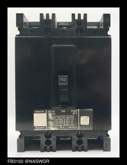 Westinghouse FB3150 Molded Case Circuit Breaker - 150 Amp