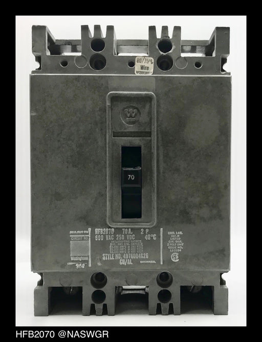 Westinghouse HFB2070 Molded Case Circuit Breaker - 70 Amp