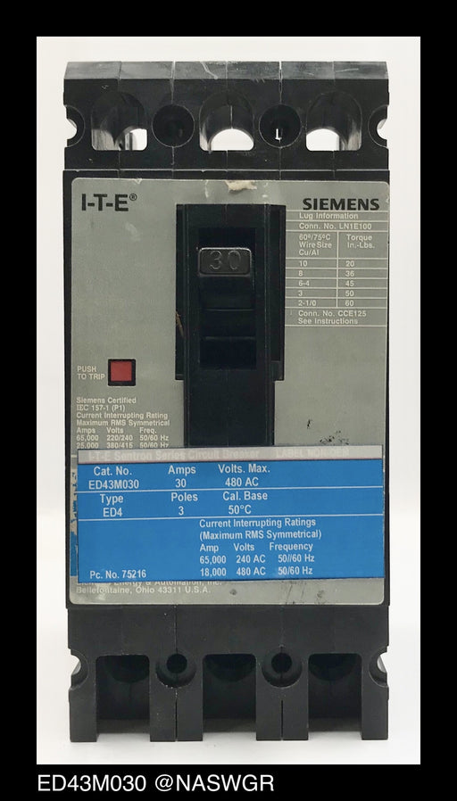 Siemens ED43M030 Molded Case Circuit Breaker - 30 Amp