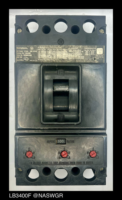 Westinghouse LB3400F Molded Case Circuit Breaker - 100 Amp