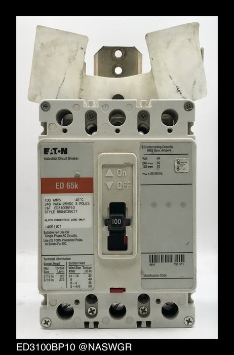 Eaton ED3100BP10 Molded Case Circuit Breaker - 100 Amp