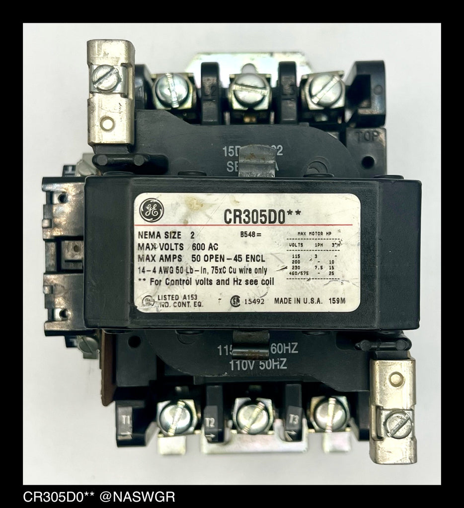General Electric CR305D0** Contactor - 50 Amp, 120vAC Coil