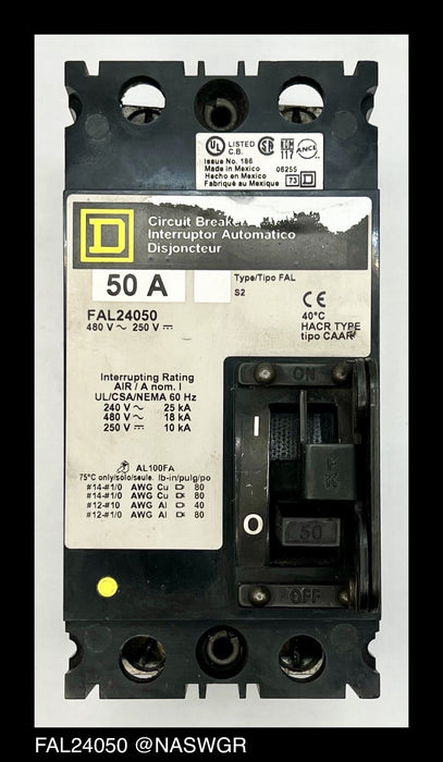 Square D FAL24050 Molded Case Circuit Breaker ~ 50 Amp