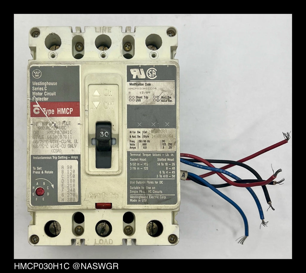 Westinghouse HMCP030H1C Motor Circuit Protector w/ Al/Lo & Aux Switch - 30 Amp