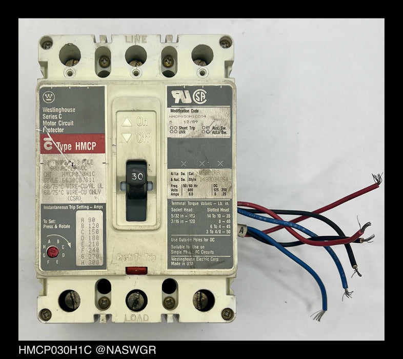Westinghouse HMCP030H1C Motor Circuit Protector w/ Al/Lo & Aux Switch - 30 Amp