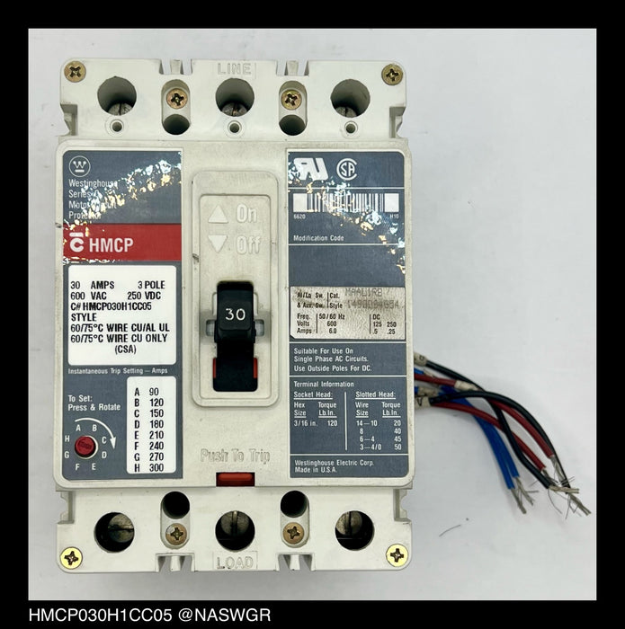 Westinghouse HMCP030H1CC05 Motor Circuit Protector - 30 Amp