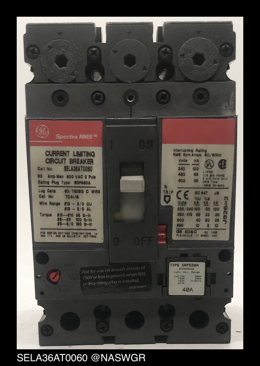 GE Spectra RMS SELA36AT0060 Circuit Breaker ~ 40 Amp