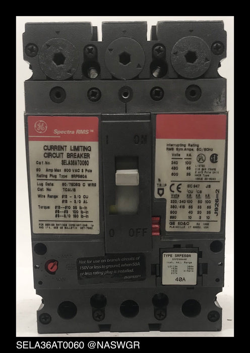 GE Spectra RMS SELA36AT0060 Circuit Breaker - 40 Amp