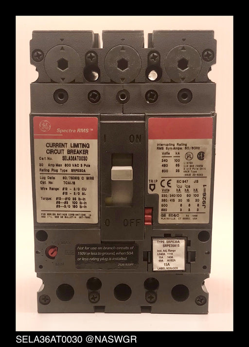 GE Spectra RMS SELA36AT0030 Circuit Breaker ~ 15 Amp