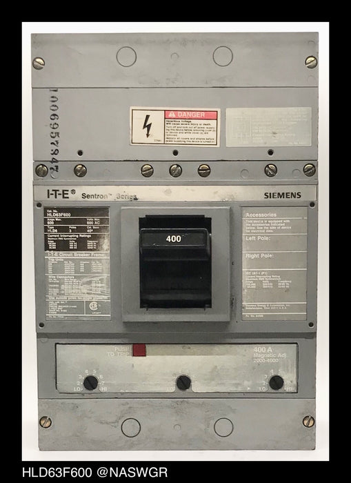 Siemens HLD63F600 Molded Case Circuit Breaker ~ 400 Amp