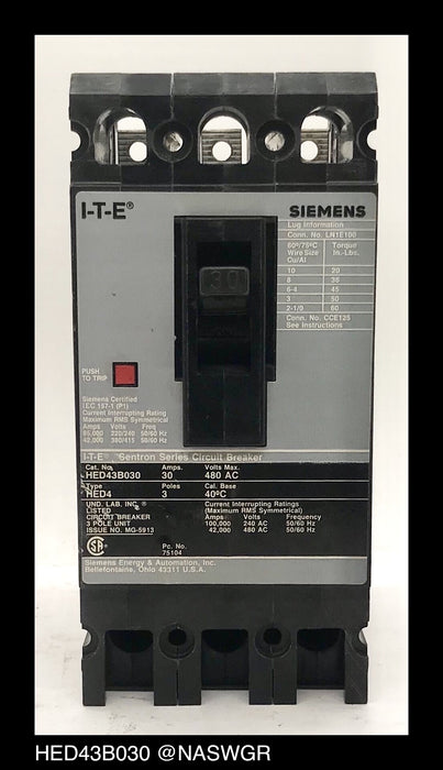 Siemens HED43B030 Molded Case Circuit Breaker ~ 30 Amp