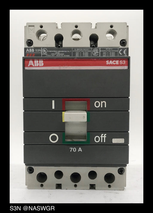 ABB Sace Isomax S3N Molded Case Circuit Breaker ~ 70 Amp
