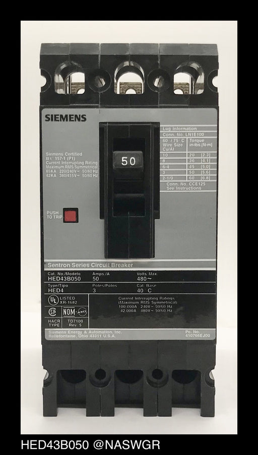 Siemens HED43B050 Molded Case Circuit Breaker ~ 50 Amp
