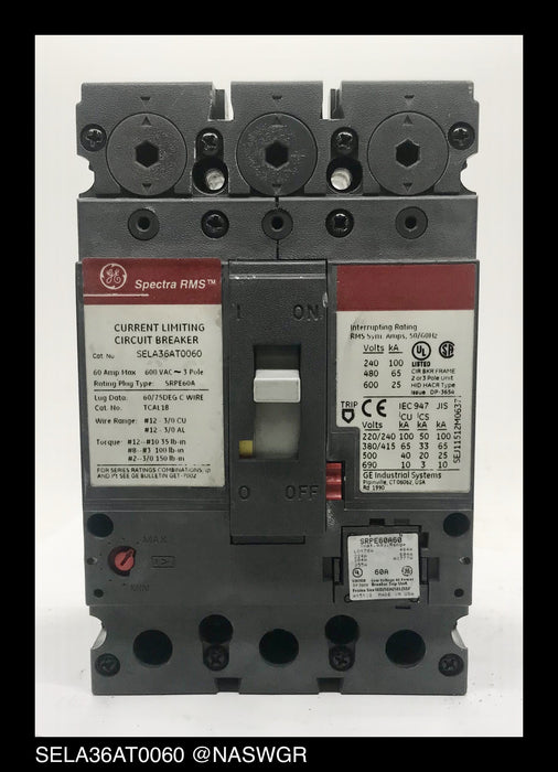 GE Spectra RMS SELA36AT0060 Circuit Breaker - 60 Amp