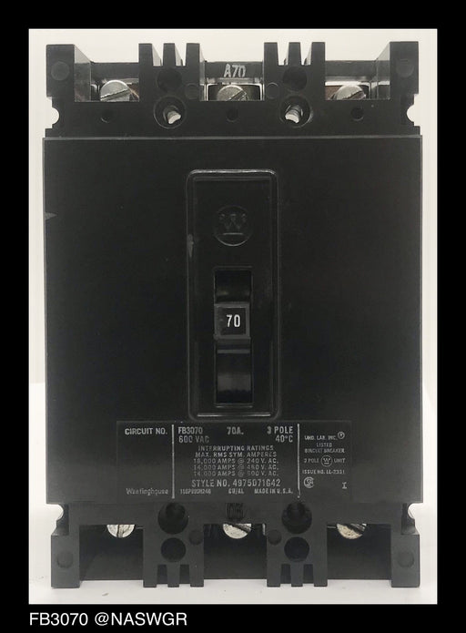 Westinghouse FB3070 Molded Case Circuit Breaker ~ 70 Amp