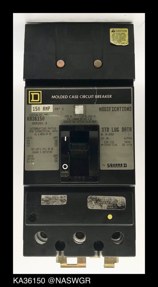 Square D KA36150 Molded Case Circuit Breaker ~ 150 Amp