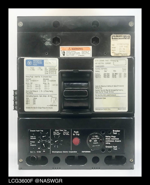 Westinghouse LCG3600F Molded Case Circuit Breaker ~ 600 Amp