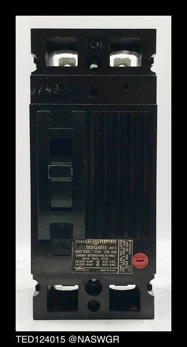 General Electric TED124015 Molded Case Circuit Breaker ~ 15 Amp