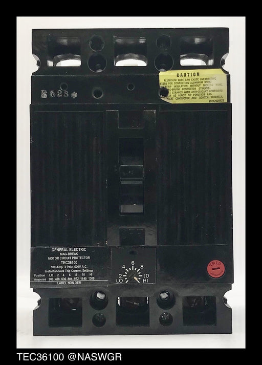 General Electric TEC36100 Molded Case Circuit Breaker ~ 100 Amp