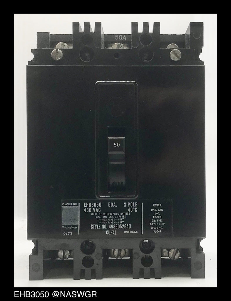 Westinghouse EHB3050 Molded Case Circuit Breaker 50 Amp — North