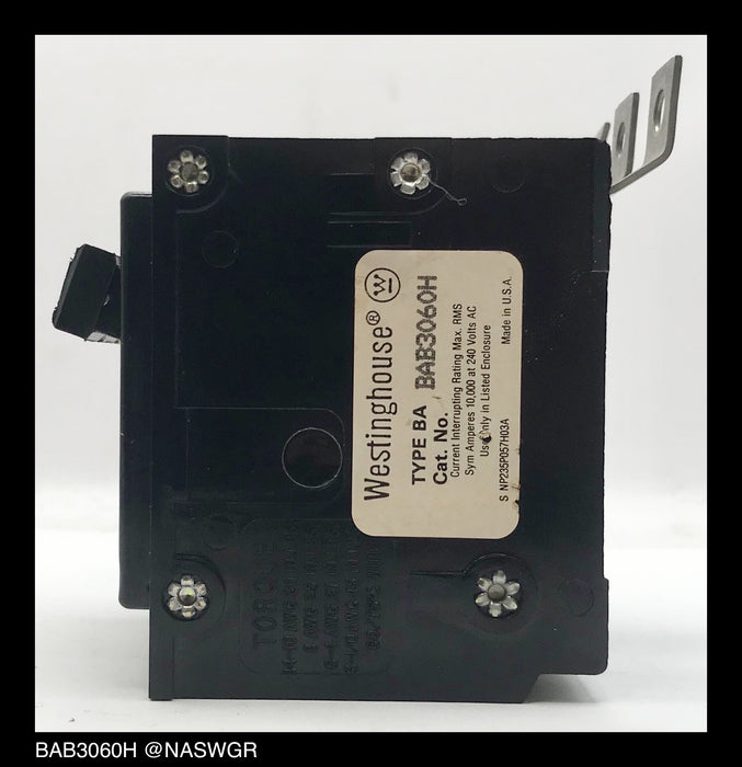 Westinghouse BAB3060H Molded Case Circuit Breaker - 60 Amp