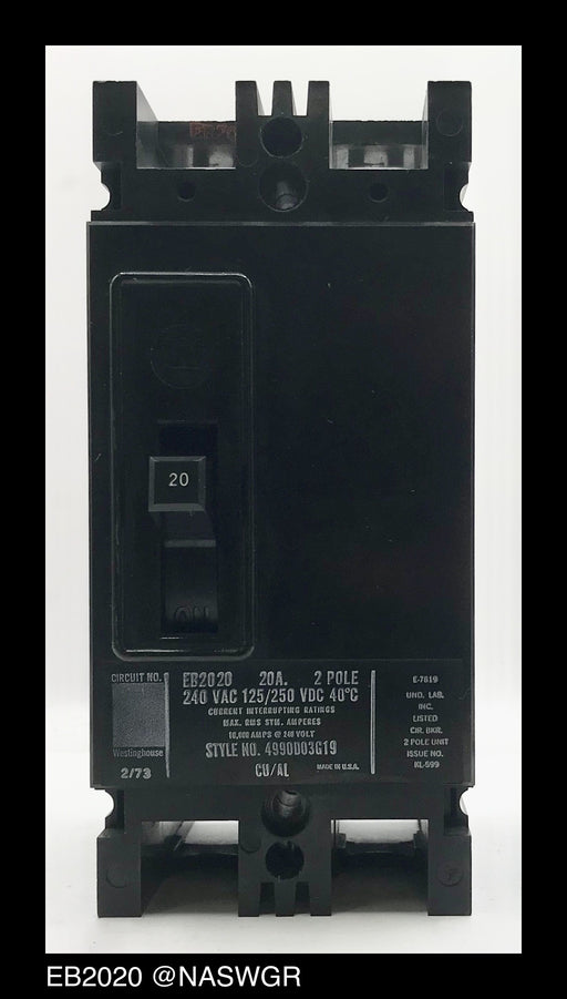 Westinghouse EB2020 Molded Case Circuit Breaker - 20 Amp